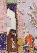 unknow artist Sultan Muhmud of Ghazni depicted as a young Safavid prince visiting a hermit oil painting on canvas